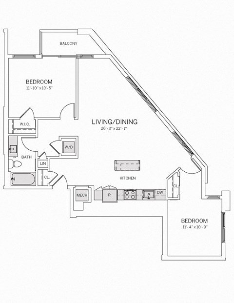 B18 W Floorplan at AVE Tampa Riverwalk, Tampa, Florida